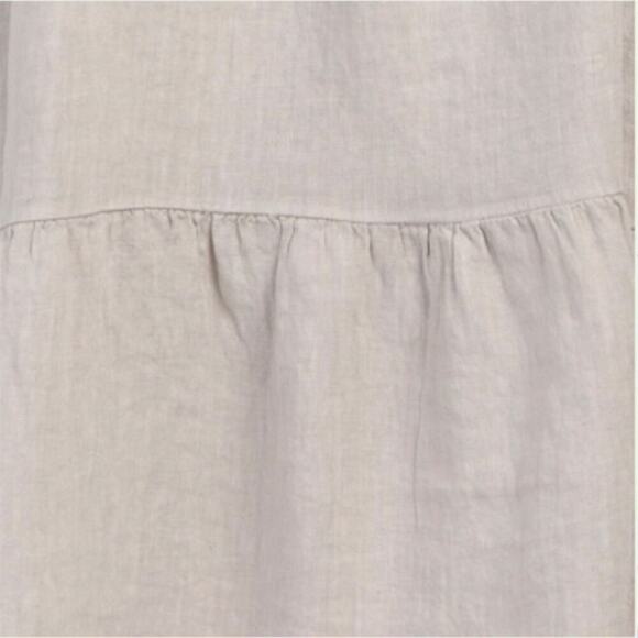 NWT BELLAMBRA Women's Plus Made In Italy Linen Split Neck Tiered Midi Dress - Picture 3 of 6